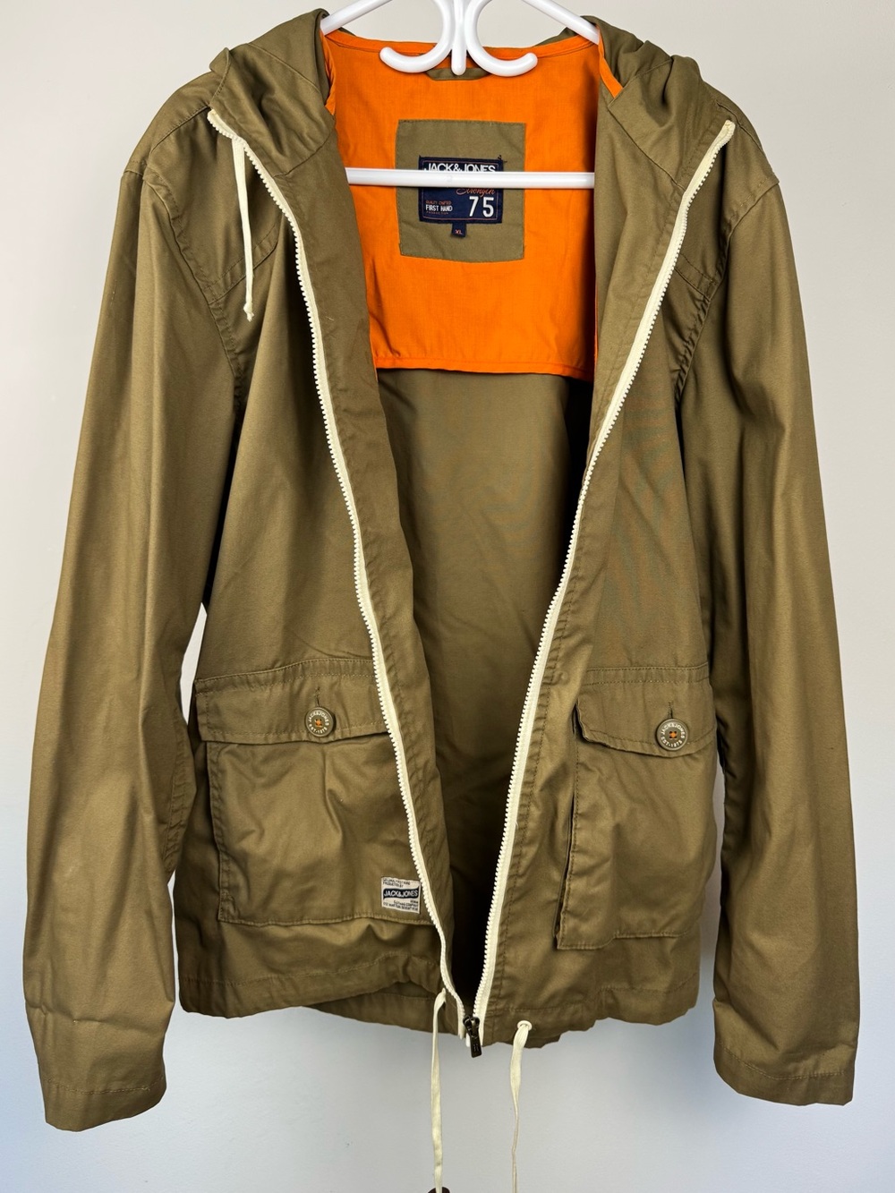 Jack & Jones Strength 75 Hooded Field Jacket Men’s XL Khaki Lightweight Utility